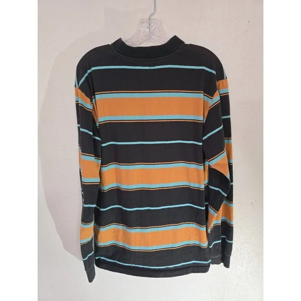 Brixton Rugby Stripe Long Sleeve Polo Shirt Sz Large Men
